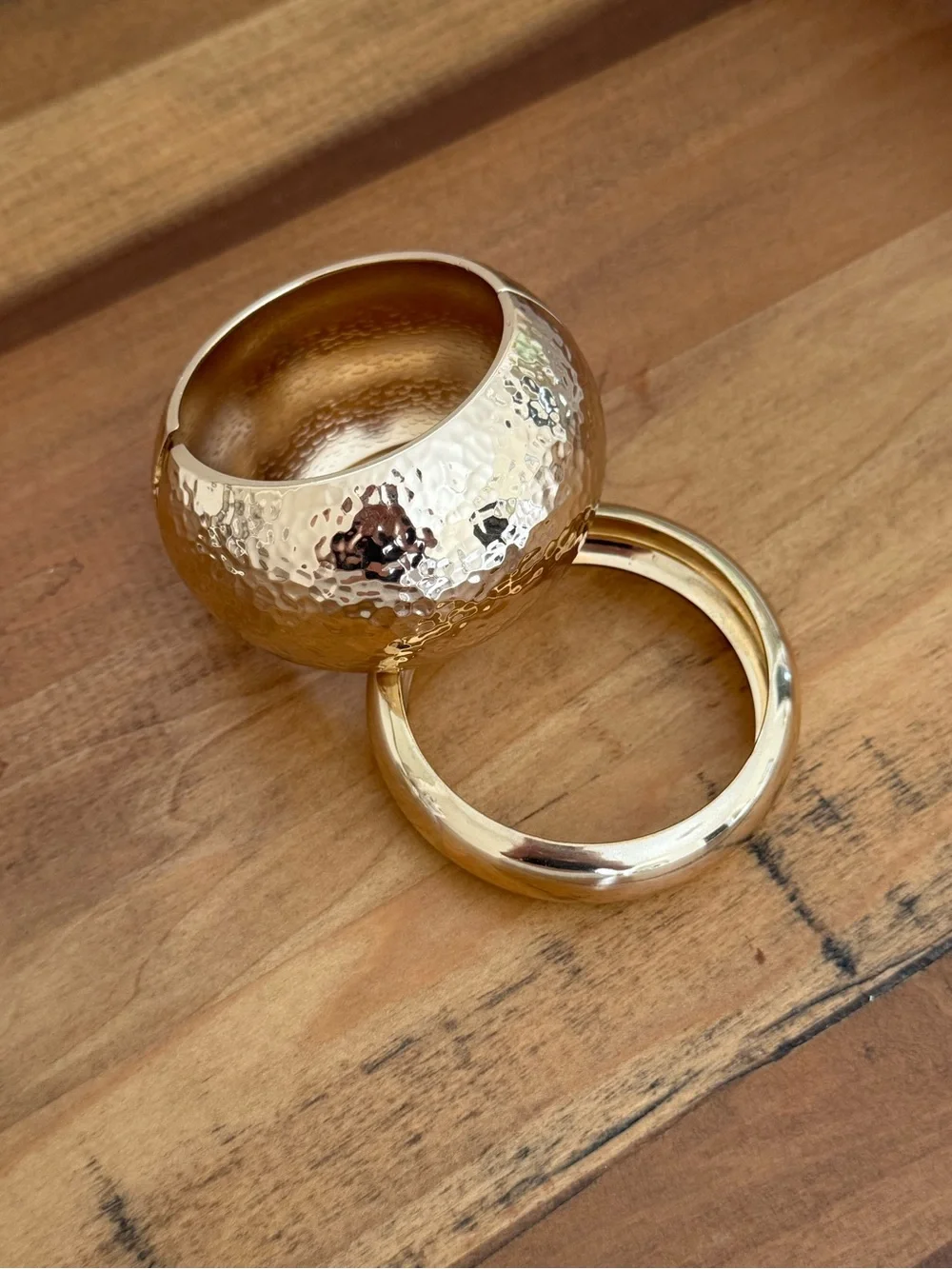 8 Other Reasons Gold Hammered and Smooth Bangle Set